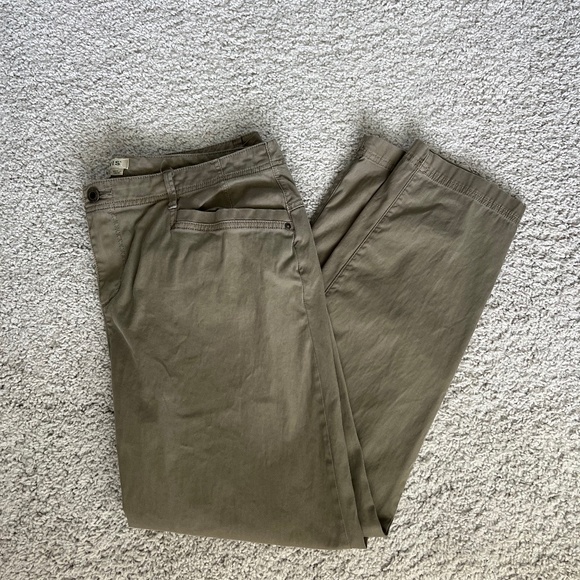 Orvis Pants Straight Fit Canvas Flat Front Pants in Olive Green Size 14 - Picture 2 of 7